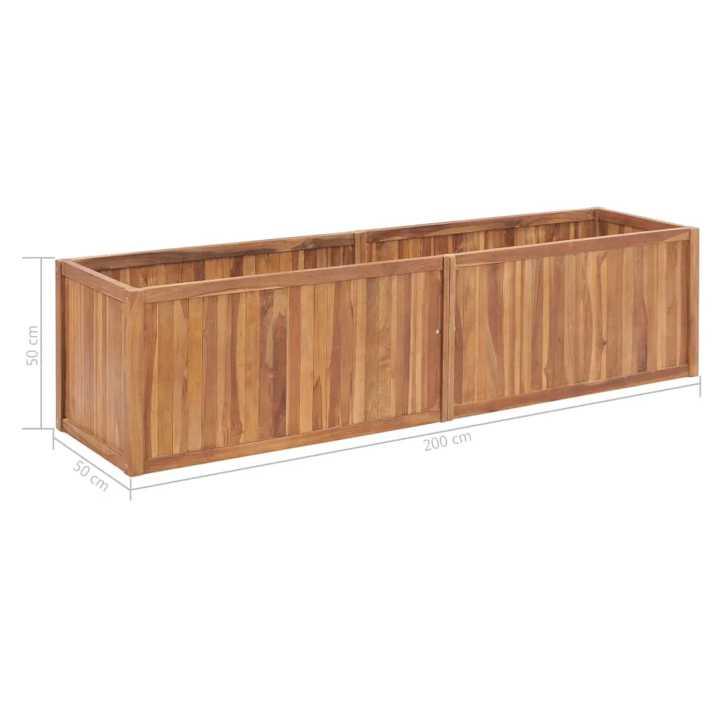 Fioriera rialzata per piante e fiori terrazza giardino 200 x 50 x 50 cm legno massello di teak marrone 02_0039398