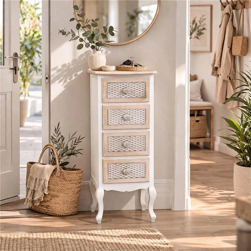 CHARM CASSETTIERA A 4 CASSETTI 40X35X100 CM COLORE BIANCO E CREMA