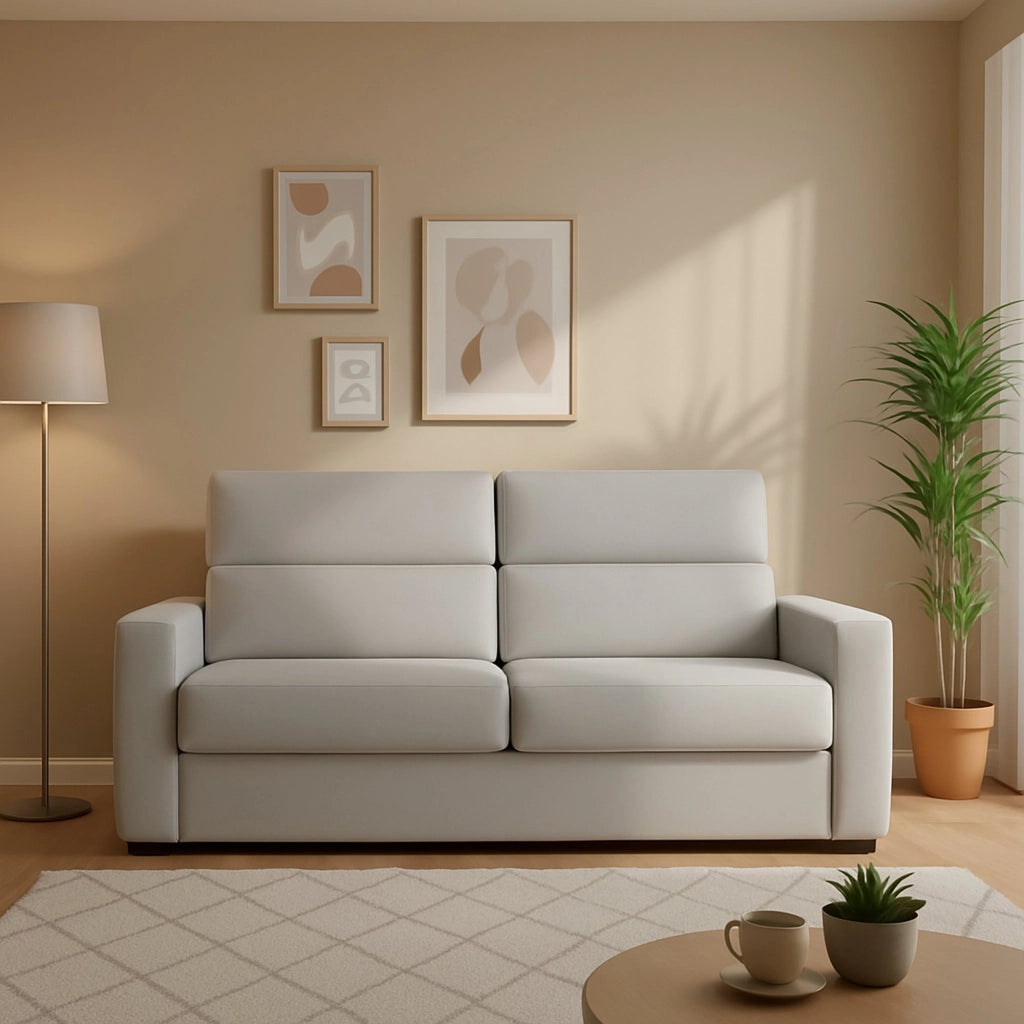 None, Divano Letto 2 Posti Sfoderabile Made in Italy, 180x95 cm Grigio