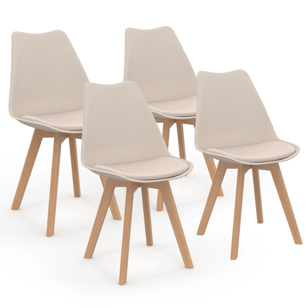 IDMarket - Set di 4 sedie da pranzo scandinave SARA beige