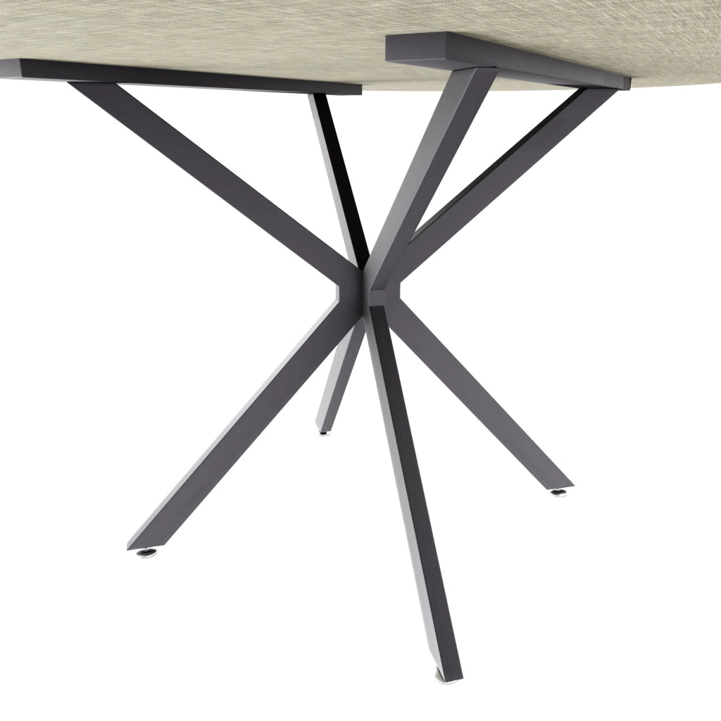 Marui Big - Tavolo da pranzo ovale 180x100 cm in Legno Testurizzato con Piede Centrale in metallo Kiso