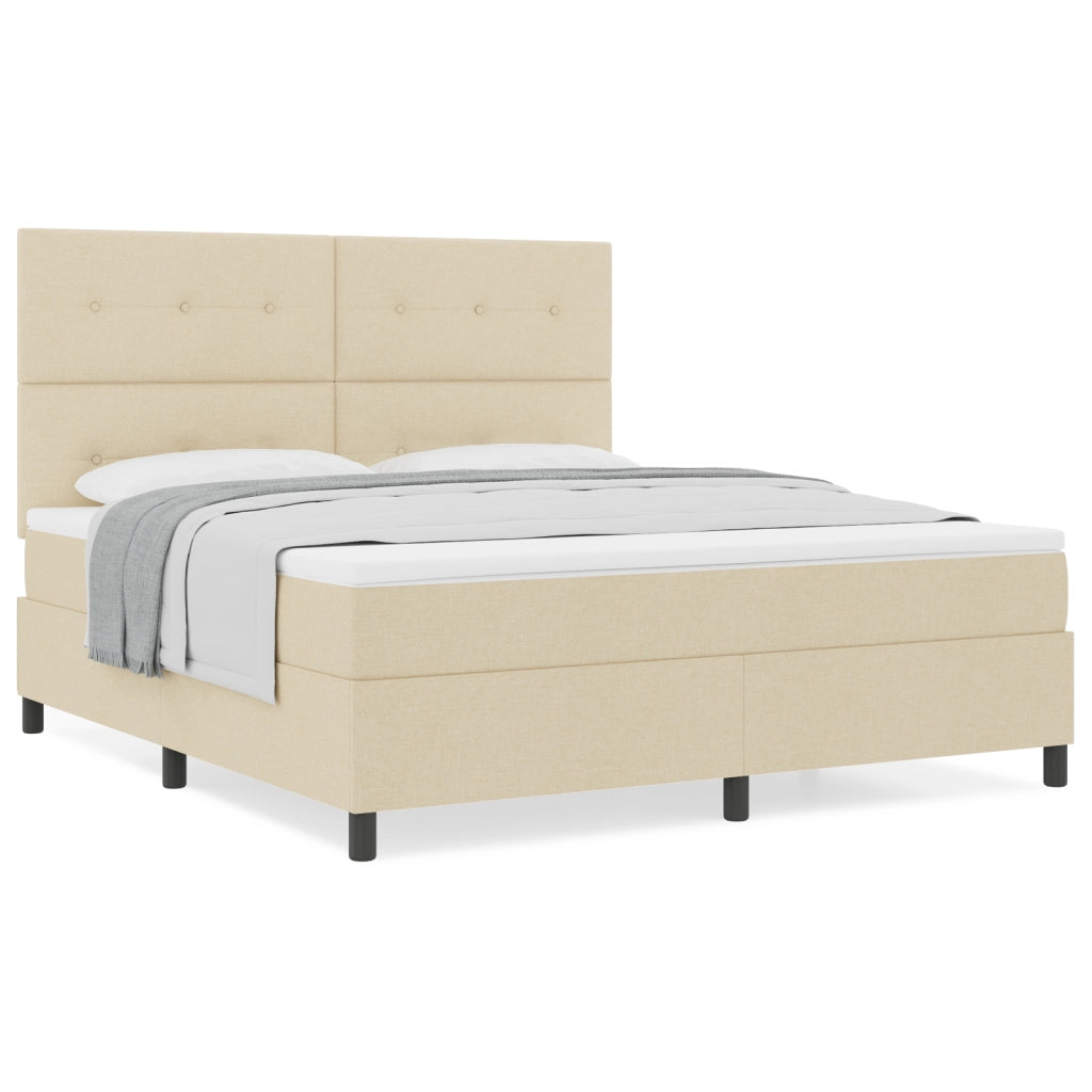 Letto Box Spring con Materasso Crema Super King Tessuto