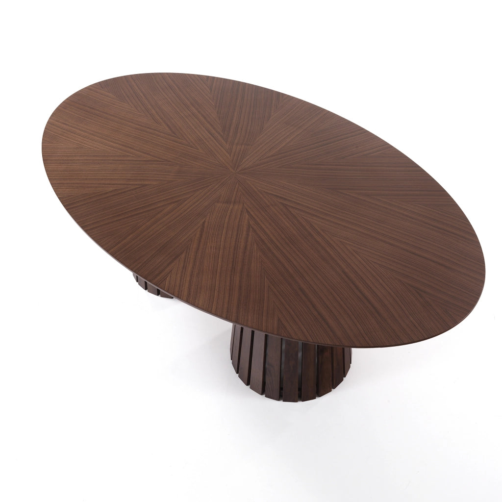Tavolo ovale MALTA WALNUT in MDF noce e metallo nero
