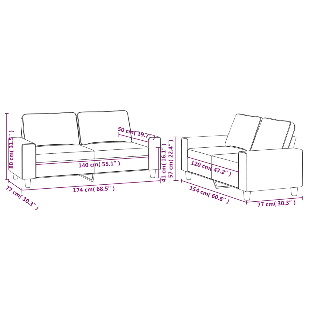 Set di Divani 2 pz Crema in Tessuto 3201884