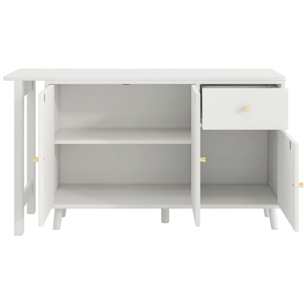 Scrivania 2 in 1 con sideboard girevole 360° bianca