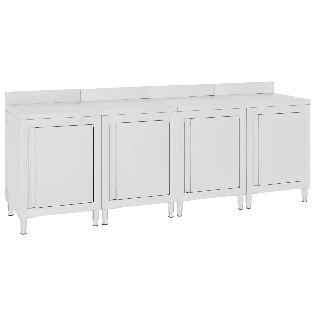 Tavolo da lavoro commerciale con mobiletto 240 x 60 x 96 cm acciaio inox 02_0001902