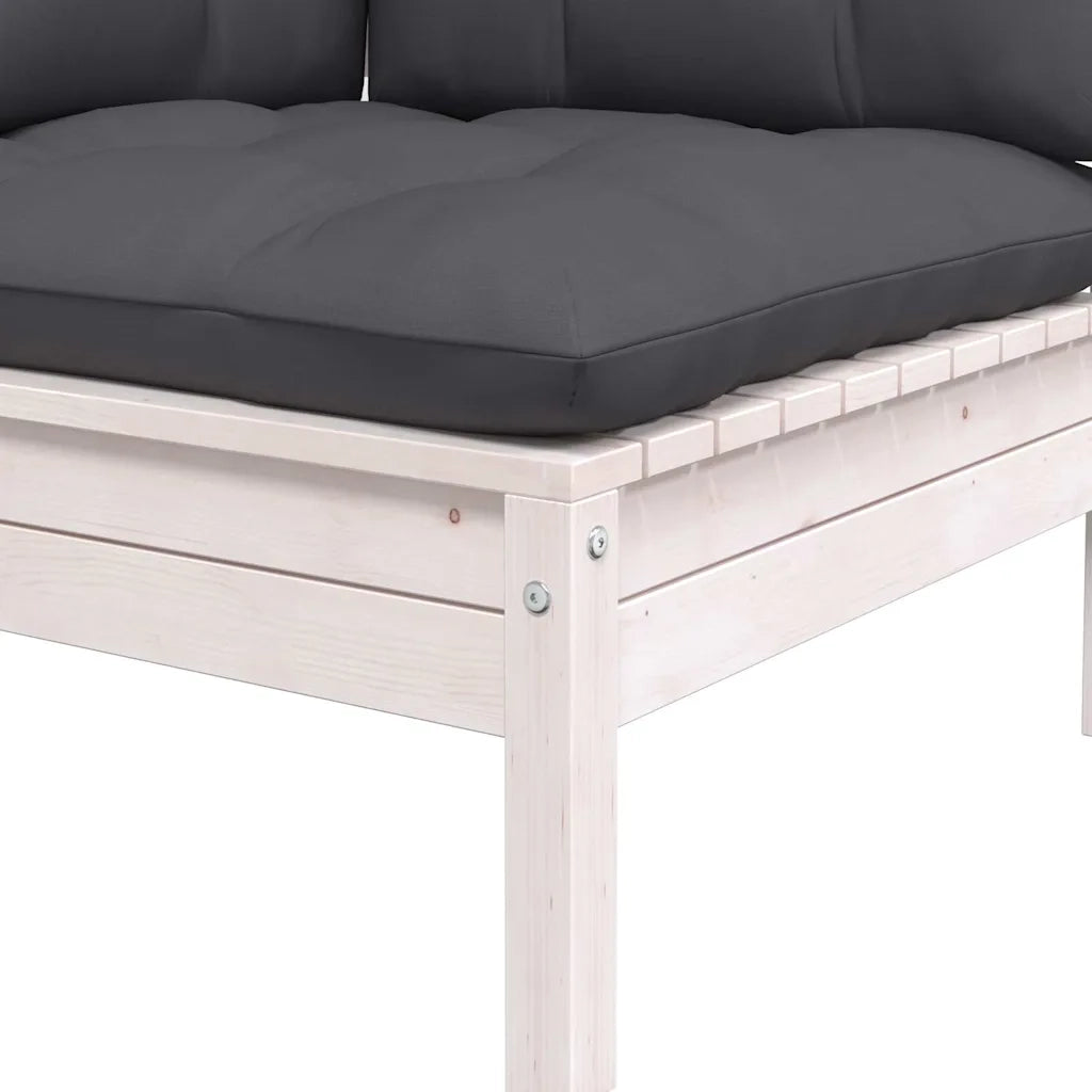 Set Divani da Giardino 3 pz con Cuscini Bianco in Massello Pino cod mxl 75696
