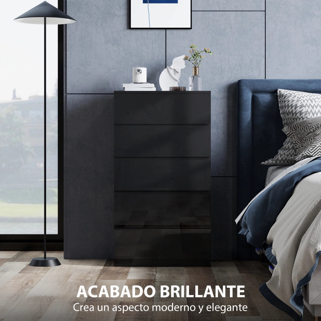 Cassettiera 5 cassetti ¨C Xylo ¨C Nero 55x34x100 cm stile moderno camera soggiorno ingresso