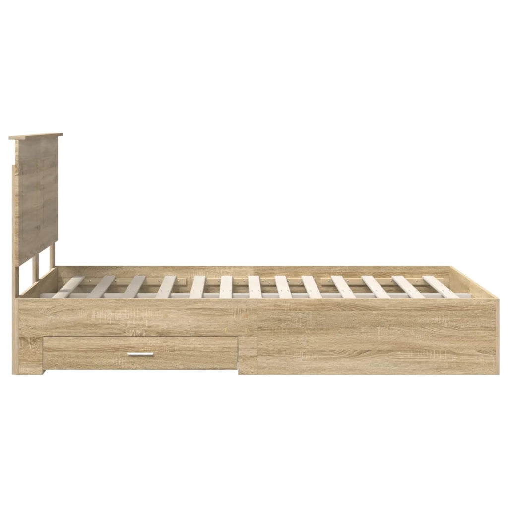 Struttura del letto con testiera Rovere Sonoma 135 x 190 cm 3409660