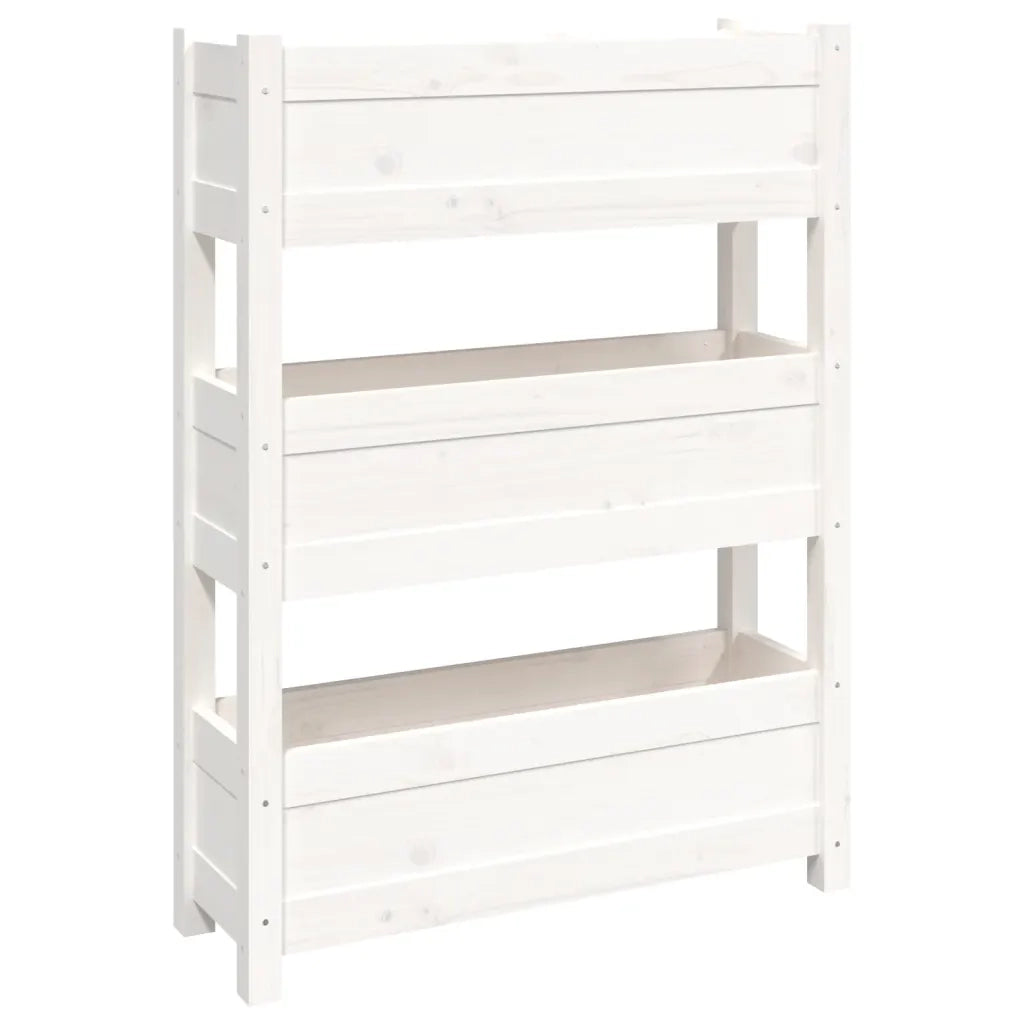Fioriera-Vaso-Contenitore per Piante Bianca 77x25x104,5 cm in Legno Massello di Pino