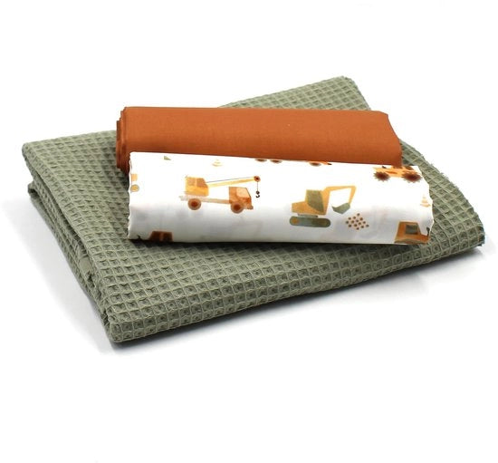 Set di stoffa wafelpiqué e cotone con tessuto a rilievo 100% cotone Tex Standard 100 (kit per veicoli da costruzione 05)
