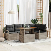 Set da Pranzo per Giardino con cuscino 6 pcs Grigio e Marrone 3349712
