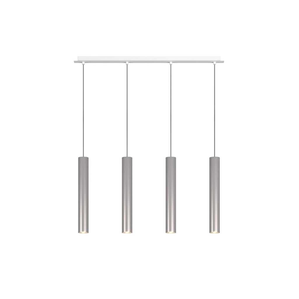 Lampadario Industrial-Minimal Xeana Metallo Bianco Alluminio 4 Luci Gu10