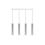 Lampadario Industrial-Minimal Xeana Metallo Bianco Alluminio 4 Luci Gu10