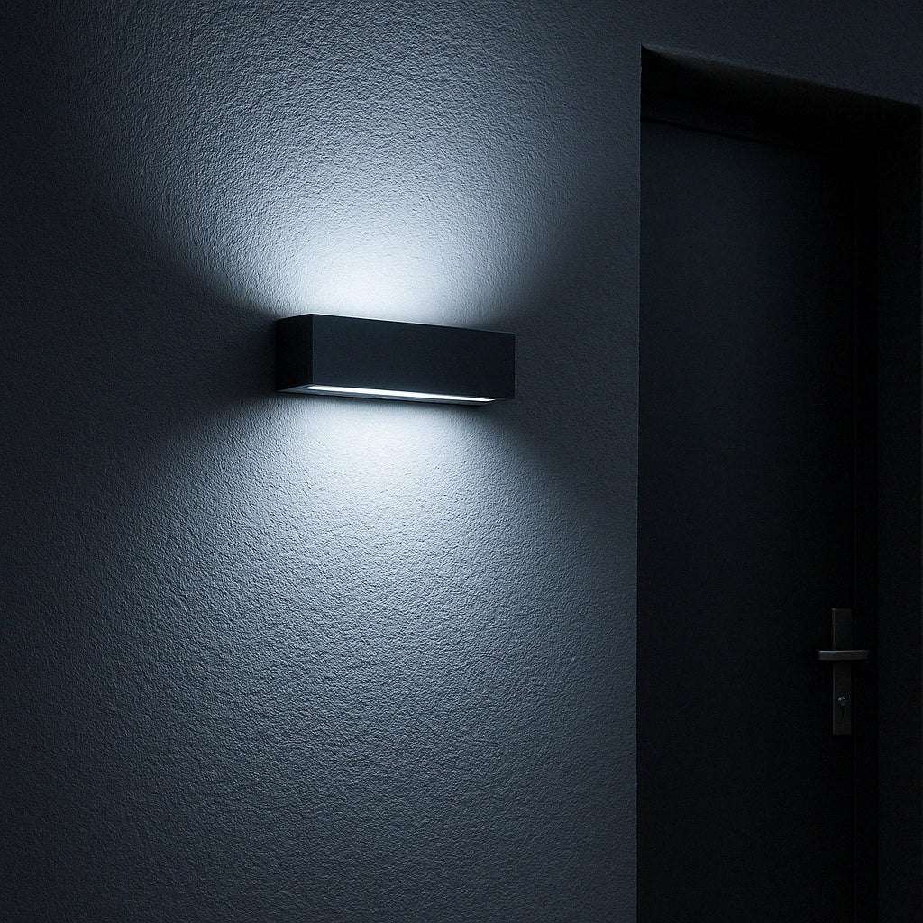 Applique grigio antracite a LED da Esterno IP65 Biemissione 14W con Selettore Colore, 1100 Lumen, Luce Calda Naturale Fredda, Alluminio, per Facciata