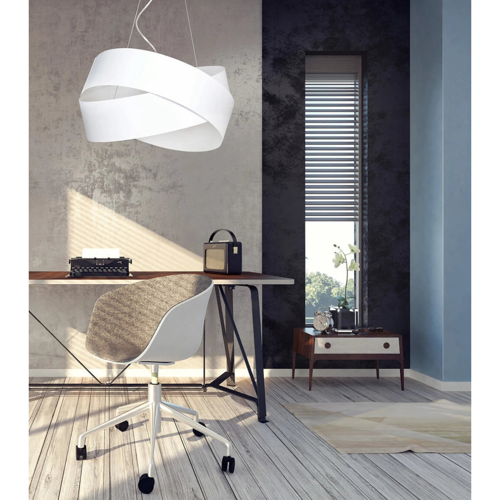 Lampada a sospensione Vieno in acciaio bianco opaco