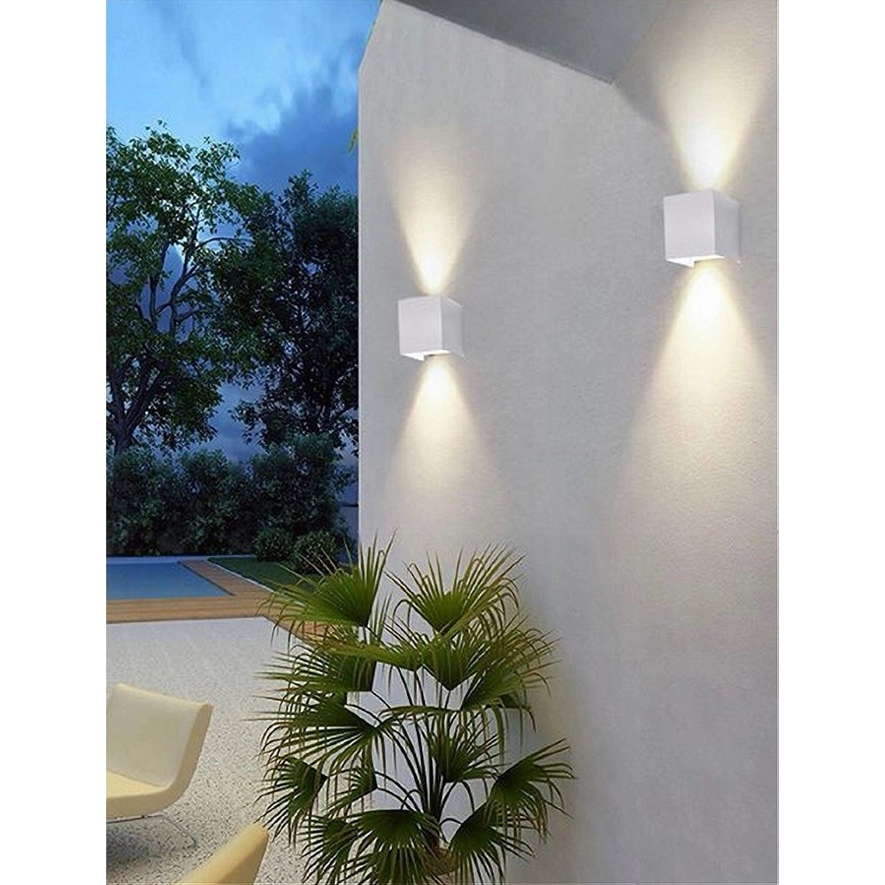 Trade Shop - Applique Doppia Emissione Led Cob 12w Esterno Bianco Luce 4000k 3000k 6500k Es46 -