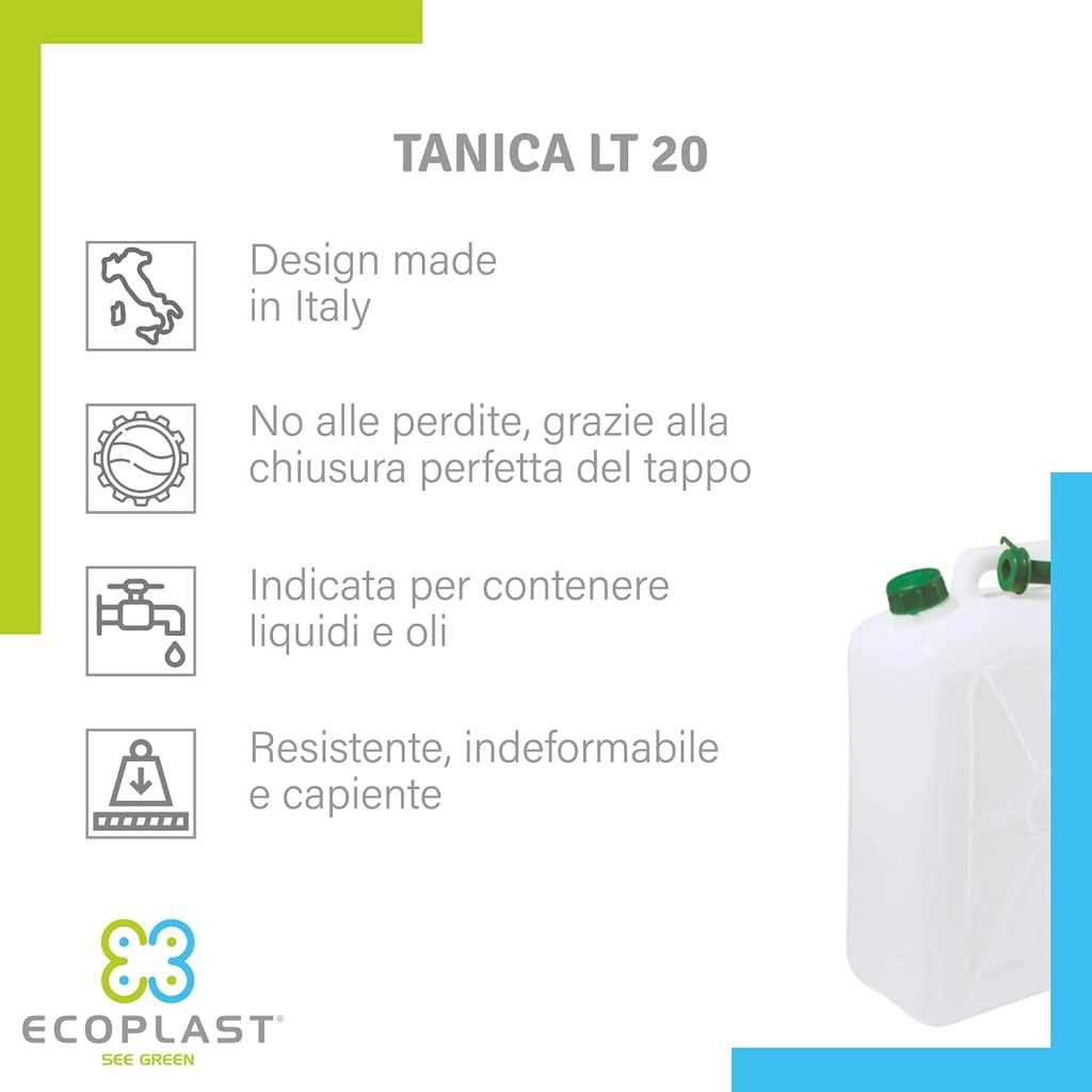 TANICA PER ALIMENTI PESANTE 20 L- ECOPLAST- 4,0 pz