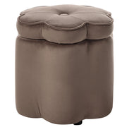 Pouf in velluto marrone scuro con vano portaoggetti motivo floreale per soggiorno e camera da letto stile scandinavo