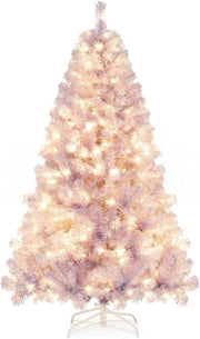 Albero di Natale 180 cm, Albero di Natale Preilluminato con 688 Rami Folti, 250 Luci LED Bianco Caldo, 8 Modalità e Base, Decorazione Natalizia per Casa e Ufficio (Viola, 180 cm)