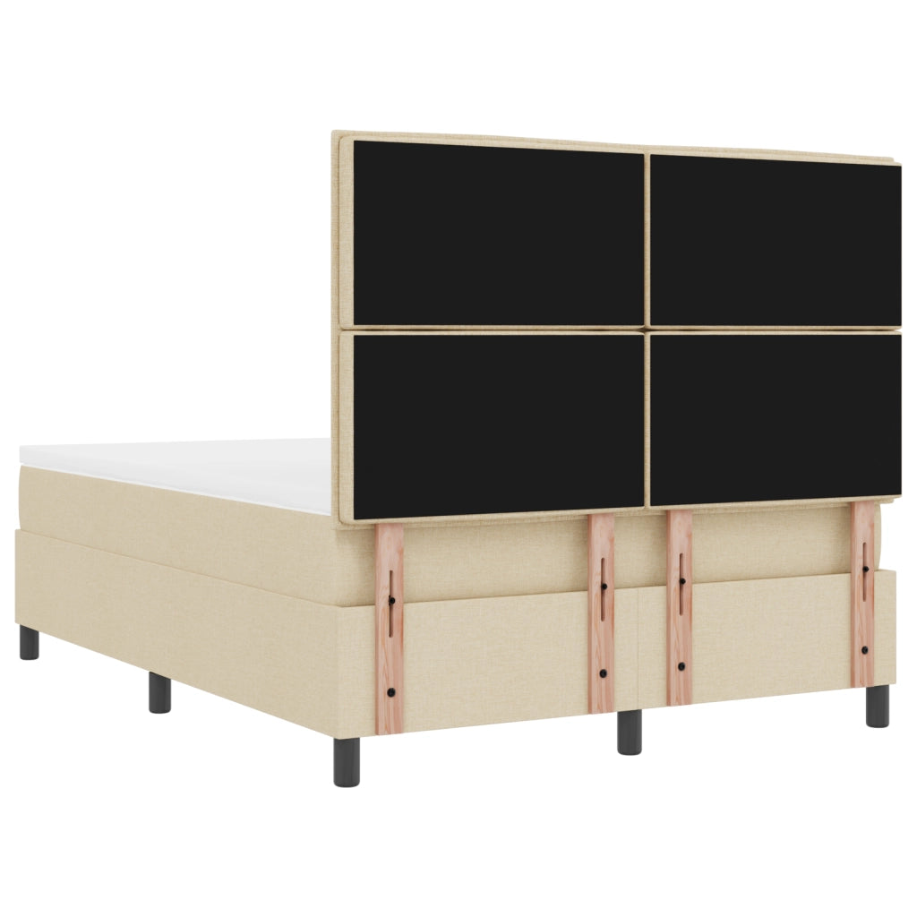 Letto a Molle con Materasso e Luce LED Crema 140x190 cm Tessuto