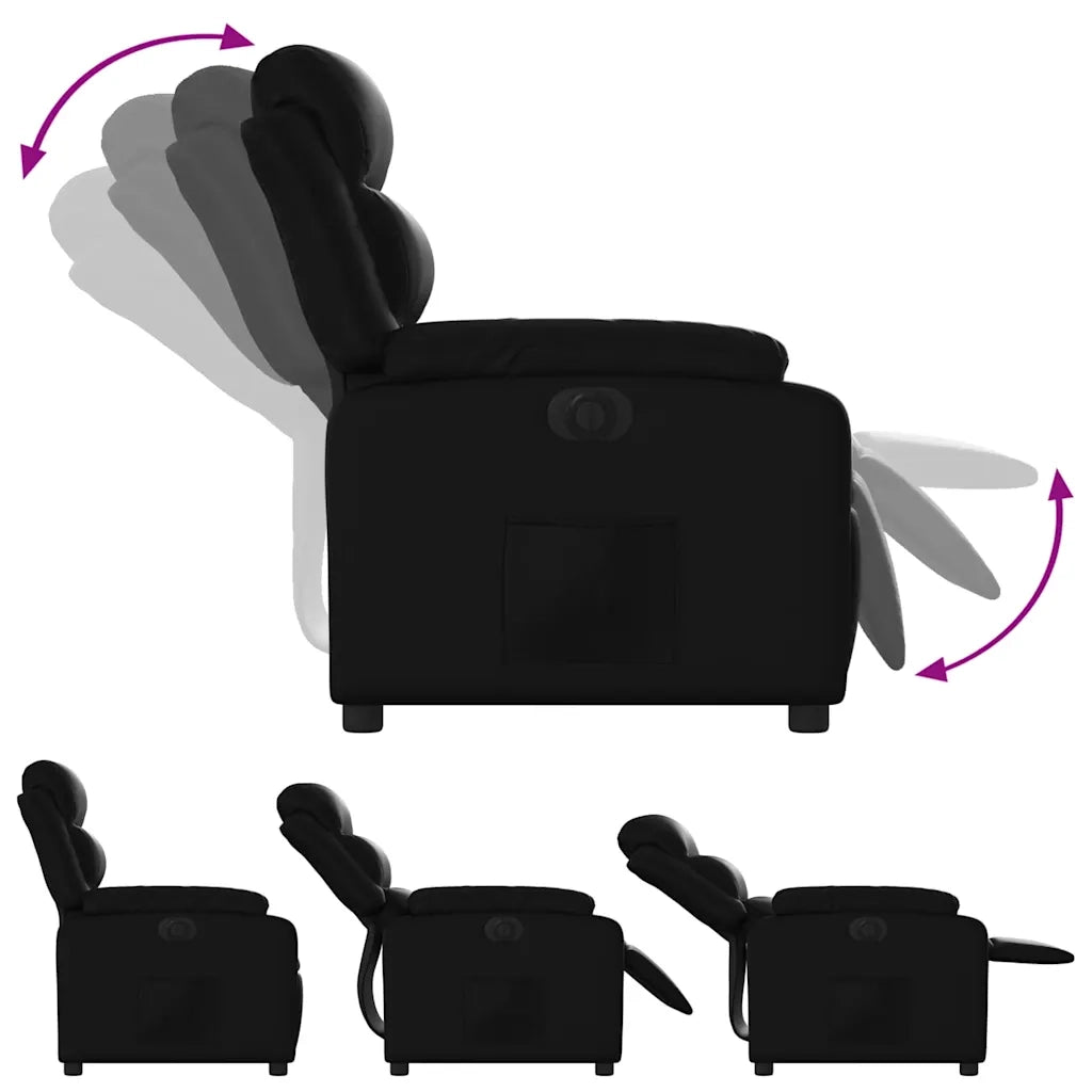 Divano Sedia-Poltrona Reclinabile Elettrica Nera in Similpelle 483781