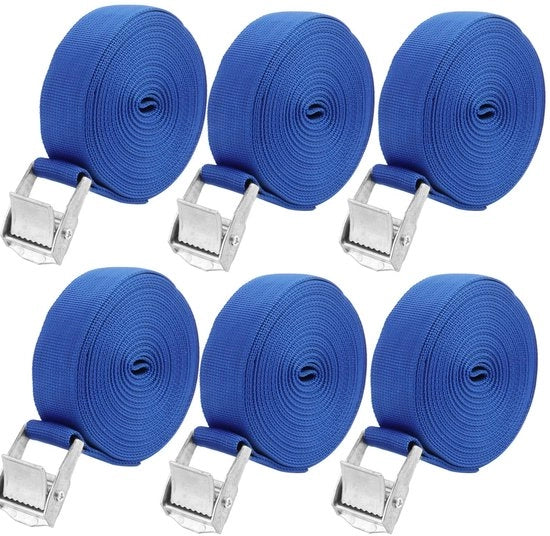 Cinture di allacciamento 5 m x 25 mm - Cinture di allacciamento adattabili - Resistenti - Alta resistenza - Polipropilene - Capacità di carico 250kg-500kg