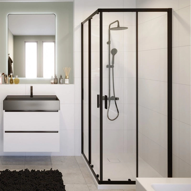 Box doccia con telaio nero con ante scorrevoli HAMAR 207 RIHO 80x80 x200cm