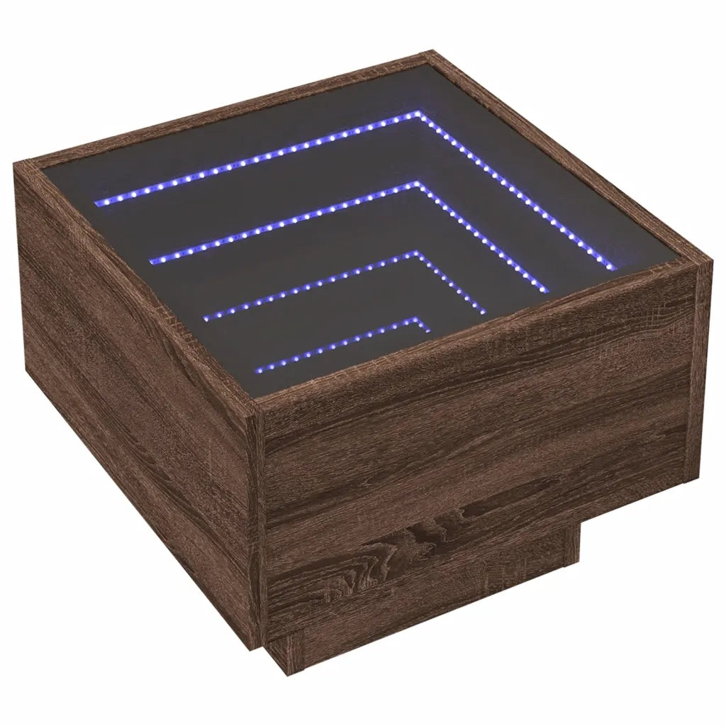 vidaXL Tavolino con LED Rovere Marrone 40x40x30cm in Legno Multistrato