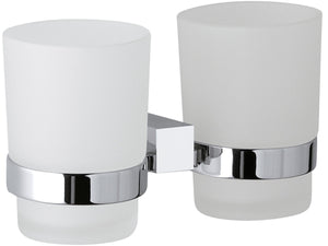 Porta bicchiere/spazzolini doppio da muro - serie sq