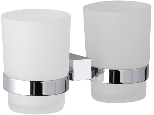 Porta bicchiere/spazzolini doppio da muro - serie sq