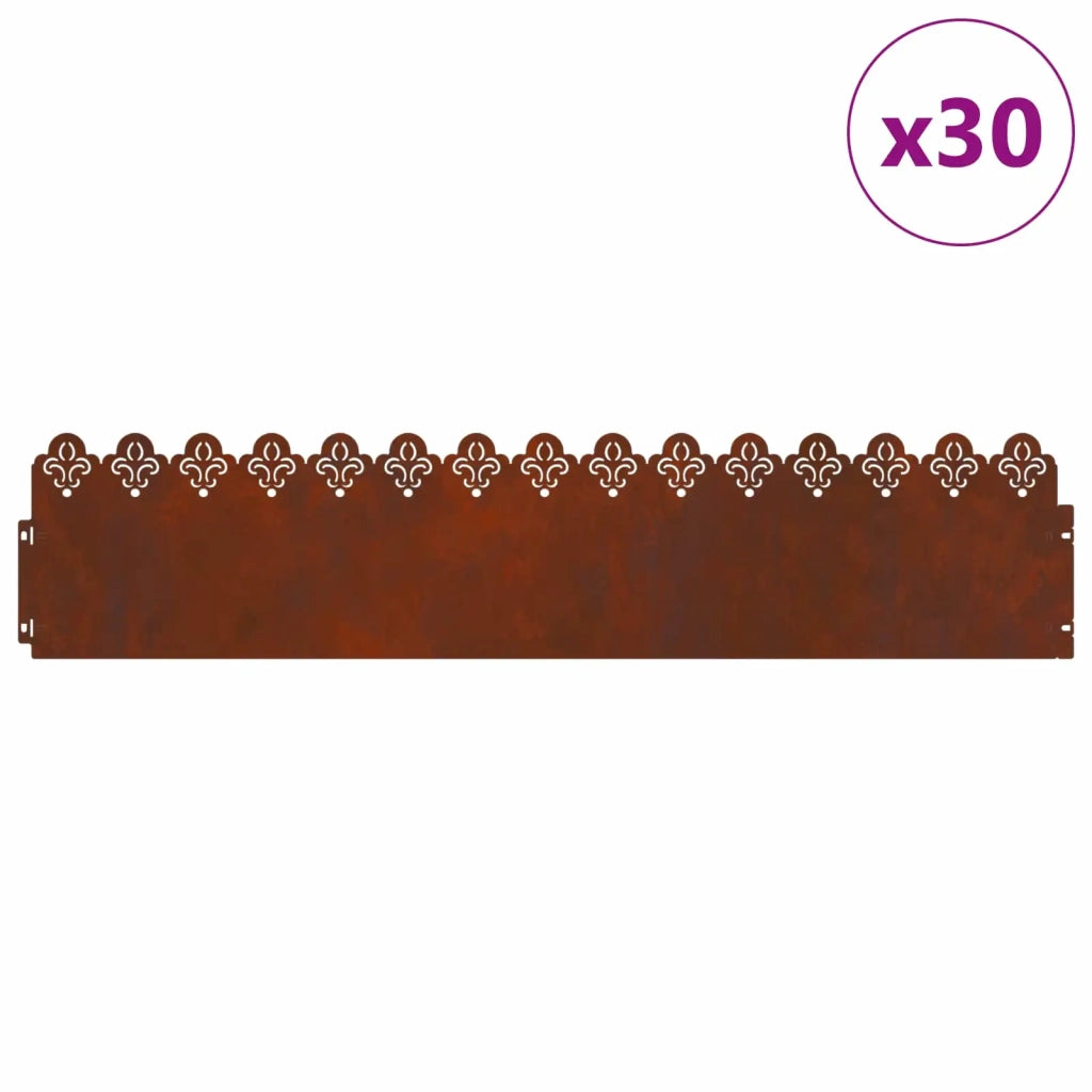 Bordure per prato 30 pcs Ruggine 103 x 0,05 x 22 cm
