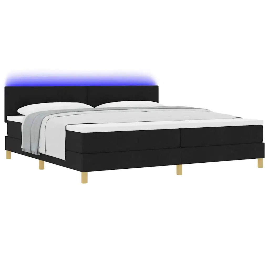 Letto a Sorgente LED con strisce LED Nero 200 x 200 cm Tessuto 3342466