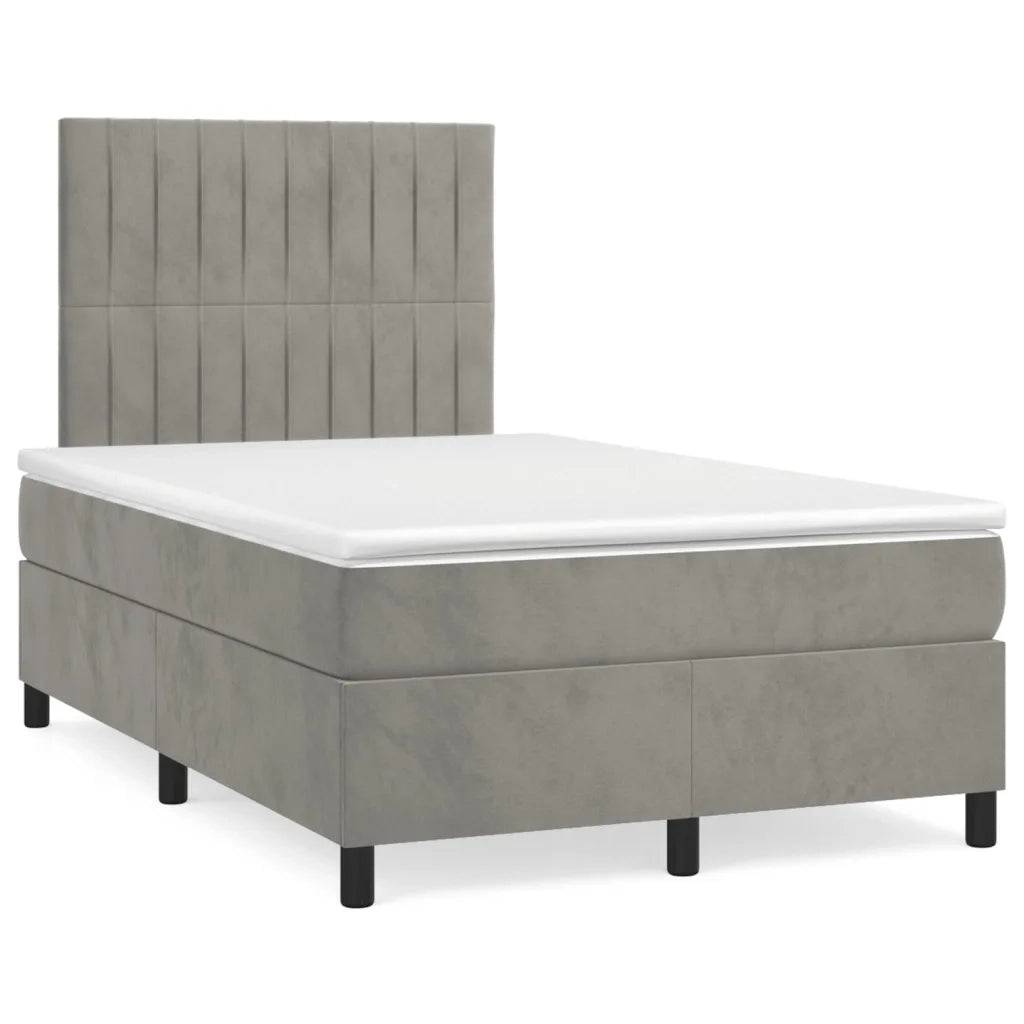 Giroletto a Molle con Materasso Grigio Chiaro 120x190cm Velluto