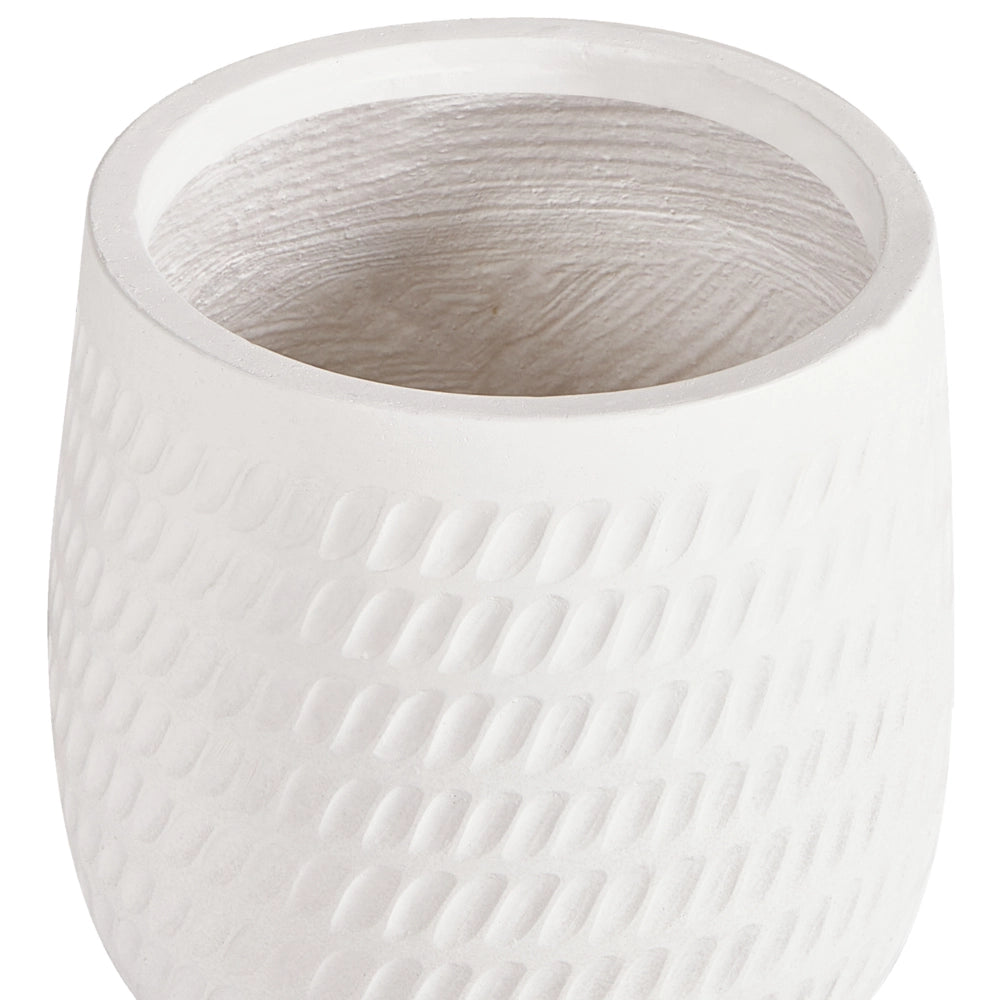Vaso per piante rotonde da appendere in iuta e fibra di argilla con motivo in rilievo bianco sporco ⌀ 20 cm esterno balcone terrazzo