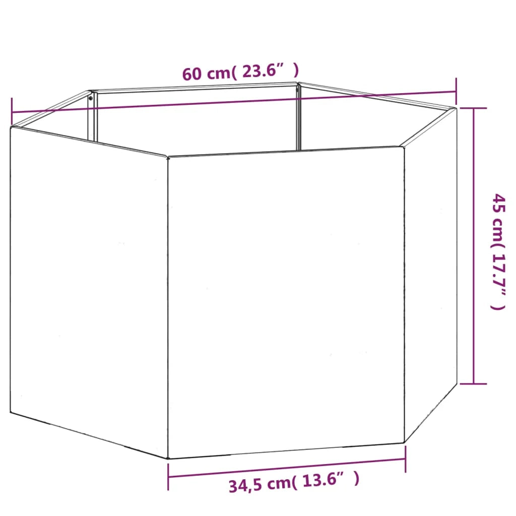 Fioriera rialzata per piante fiori terrazza giardino color ruggine 60 x 60 x 45 cm acciaio corten marrone 02_0038722