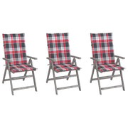 Sedie da Giardino Reclinabili 3 pz con Cuscini Massello Acacia cod mxl 74108