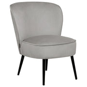 Poltrona Grigio Chiaro Velluto senza braccioli Sedia senza braccioli capitonnè Verticale Gambe In Legno