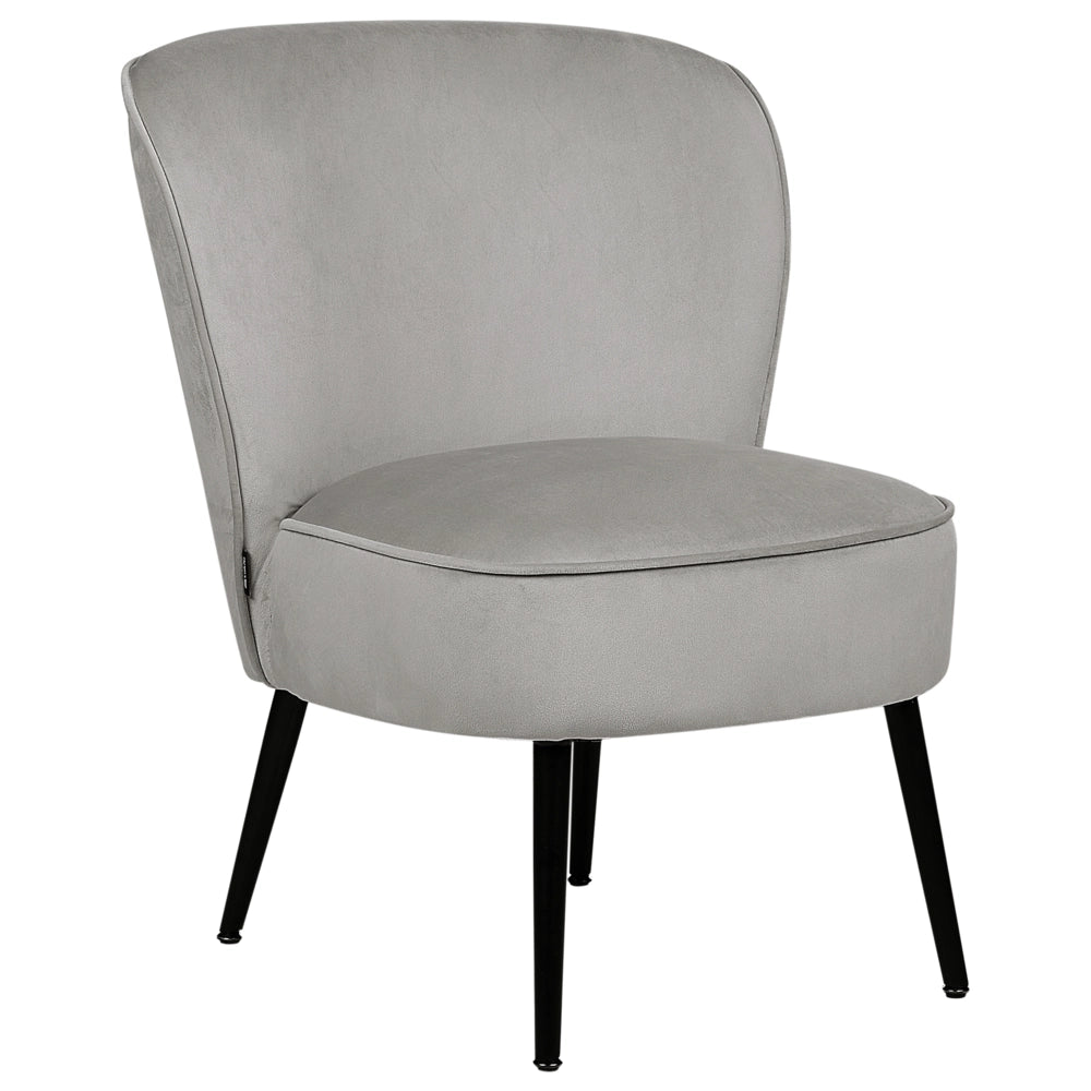 Poltrona Grigio Chiaro Velluto senza braccioli Sedia senza braccioli capitonnè Verticale Gambe In Legno