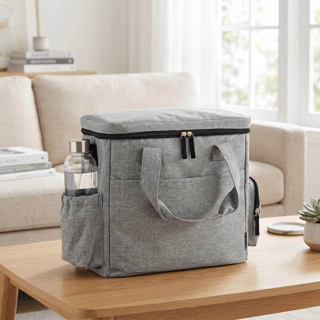 Trasportino per Cani con Scomparti e Ciotole ¨C zephmum ¨C Grigio Chiaro 38x17x35 cm
