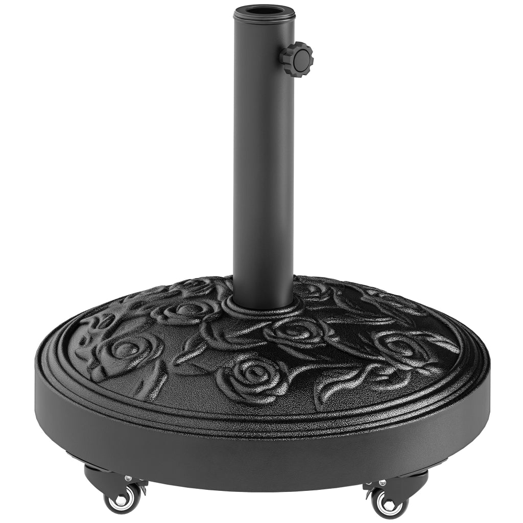 Socle Parasol Esterno in Resina 21 kg ¨C zephmum ¨C Nero, ? 49x42 cm, per mastro ?32/38/48 mm, con ruote