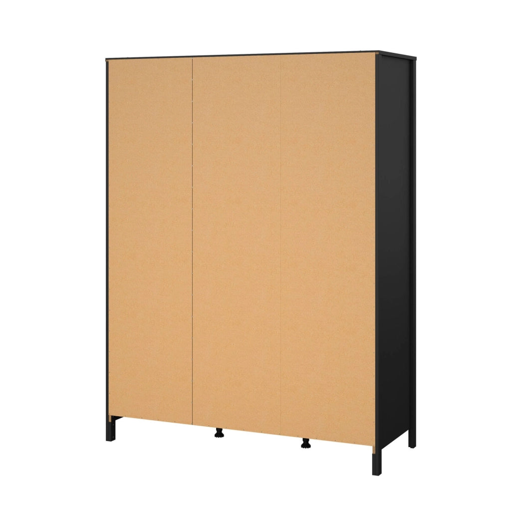 Guardaroba 3 ante Conti, Mobile camera da letto, Cabina armadio portabiti, Armadio appendiabiti, 150x58 h199 cm, Nero