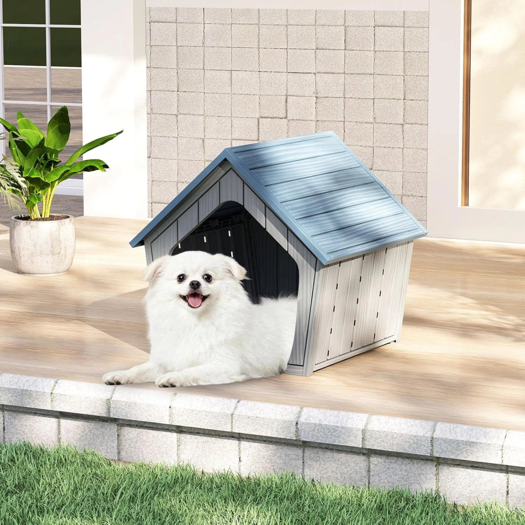 Cuccia per Cani da Interno ed Esterno, Casetta per Gani Impermeabile con Bocchette d'Aria e Tetto Inclinato, Rifugio per Animali Domestici per Cuccioli e Conigli