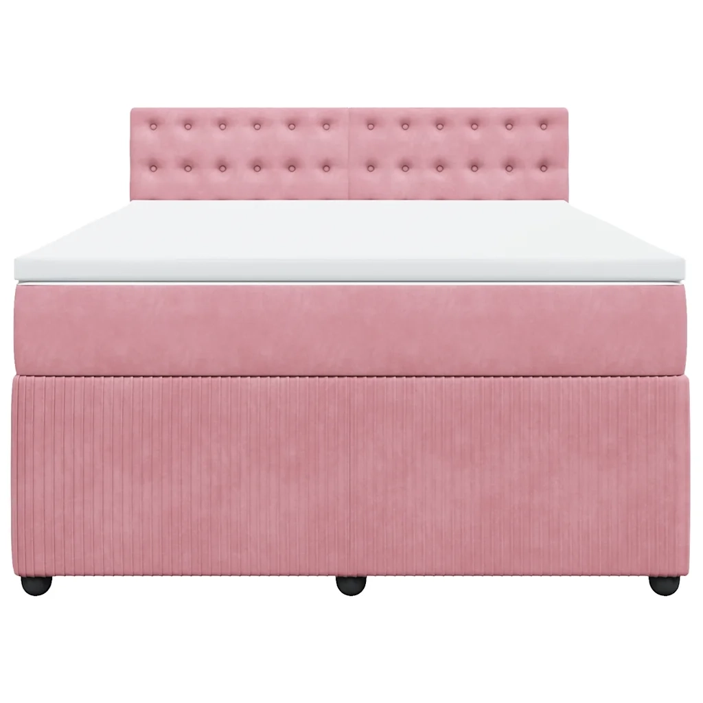 Giroletto a Molle con Materasso Rosa 140x200 cm in Velluto 3287775