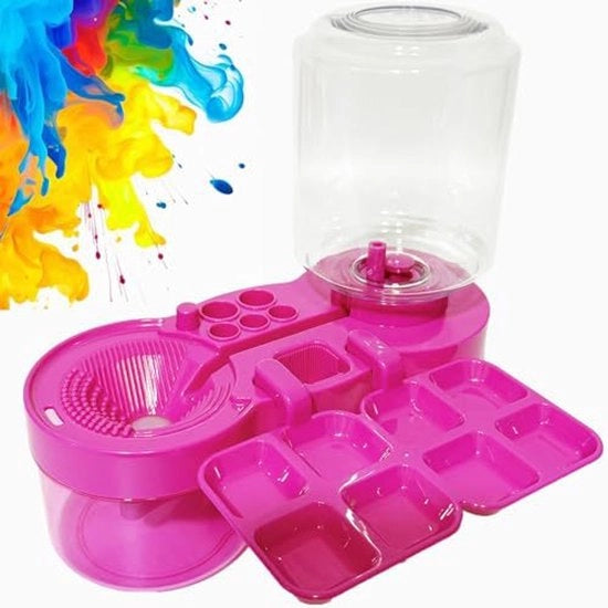 Strumento per pulire pennelli, pulitore di pennelli circolante con contenitore per vernice, strumento di pulizia per pennelli ad acqua, a olio e ad acqua, regalo per artisti principianti - fucsia