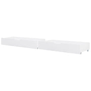 Set di 2 cassetti per il letto in legno massiccio bianco Scatole sotto il letto con ruote