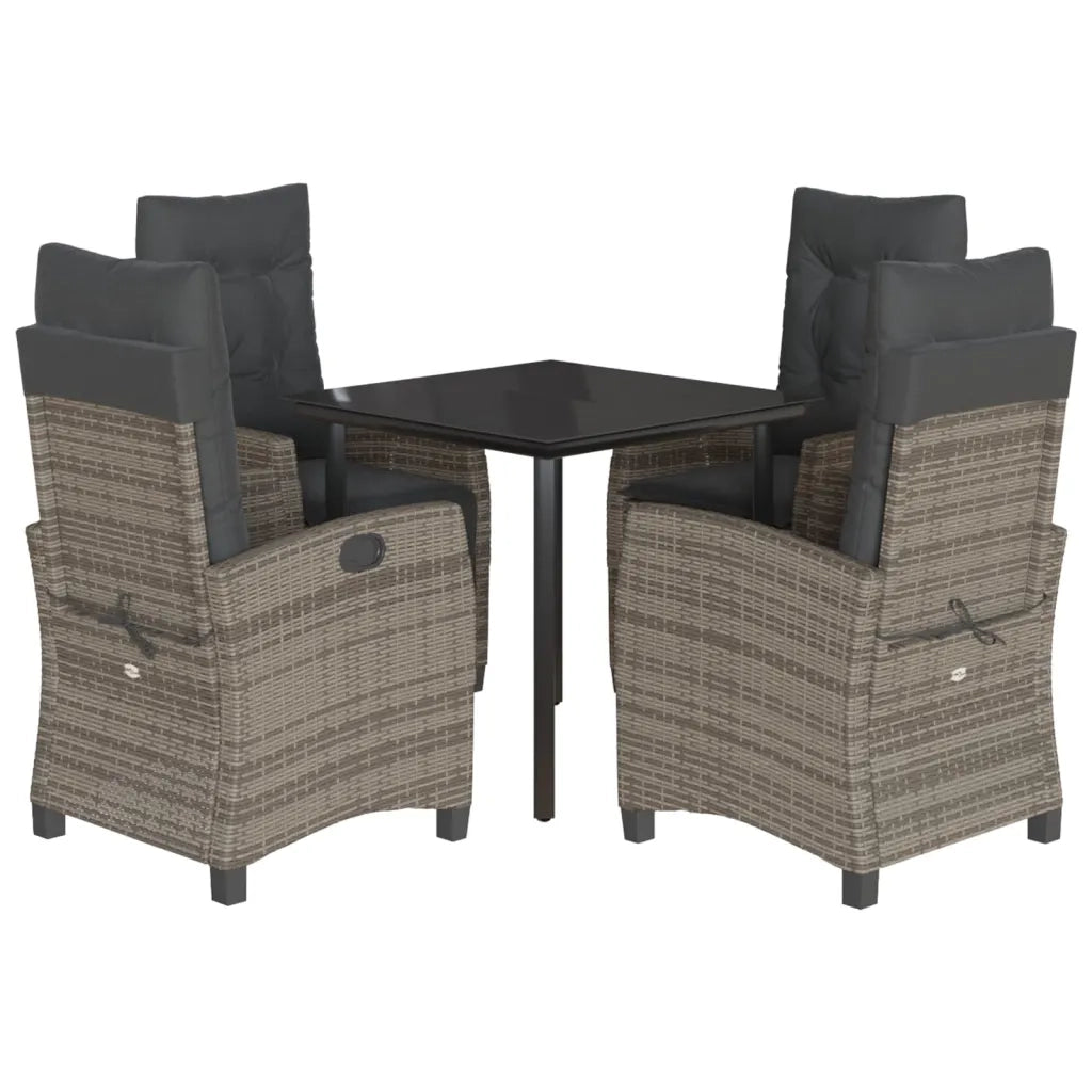 Set da Pranzo da Giardino 5 pz con Cuscini in Polyrattan Grigio 3212794