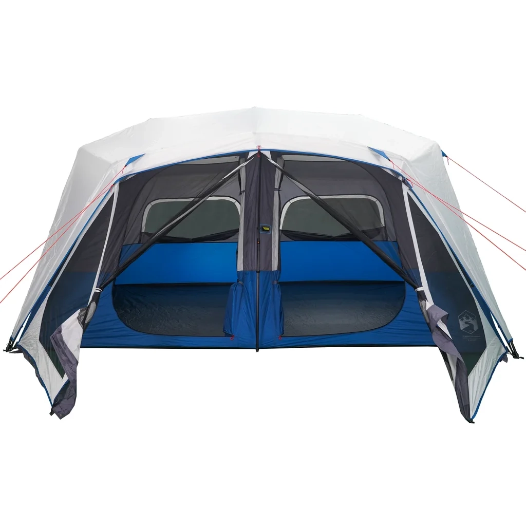 Tenda Famiglia con LED 10 Persone-Tenda da campeggio Blu Chiaro a Rilascio Rapido