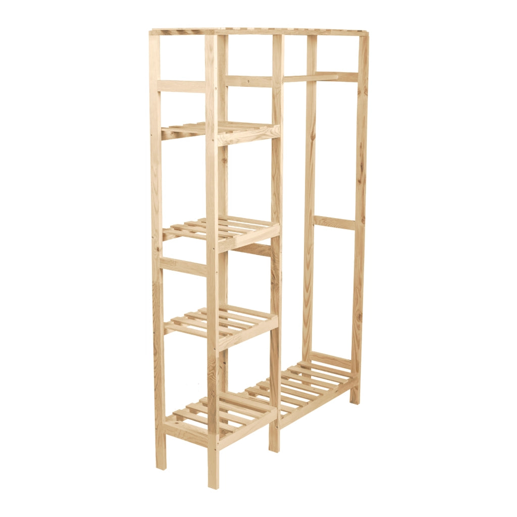Stand Appendiabiti 'Smørum' 160 x 100 x 30 cm Organizzatore Guardaroba con Barra Porta Abiti e Ripiani Laterali