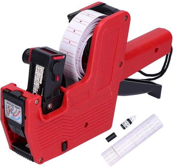 Etichettatrice Manuale - 8 Digits - Incluso 10 Etichette Adesive - Funzionamento Facile - Inchiostro Duraturo - Progettazione Compatta - Macchina Etichettatrice